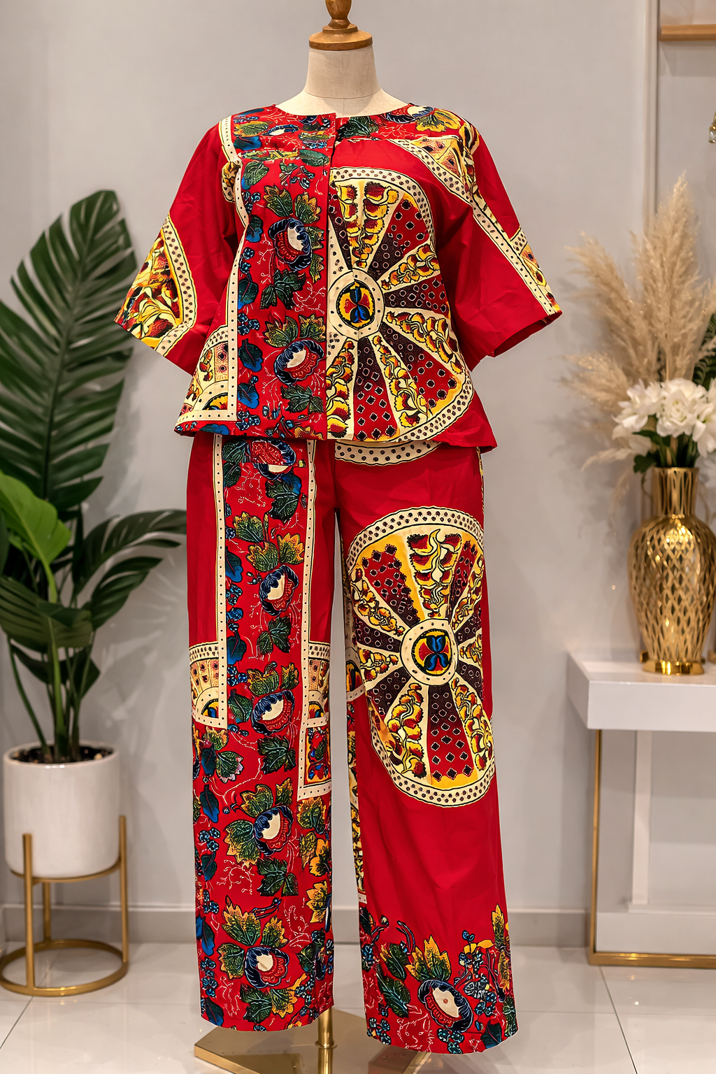 ENSEMBLE WAX ELEGANCE ROUGE - STYLE AFRICAIN MODERNE