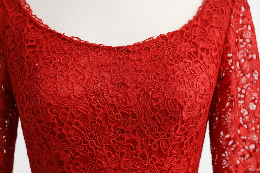 Détail de la dentelle rouge