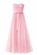 Robe Bustier Dentelle & Voile rose - Taille L