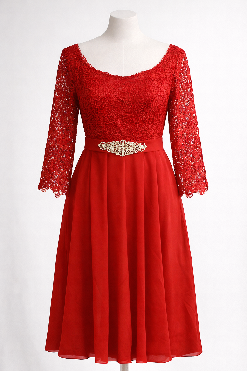 Robe Rouge Dentelle - Pièce Unique Taille L