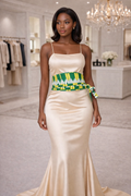 Ceinture Kente Vert & Jaune — Large Nœud