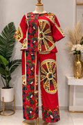 Ensemble Wax Elegance Rouge - style Africain Moderne